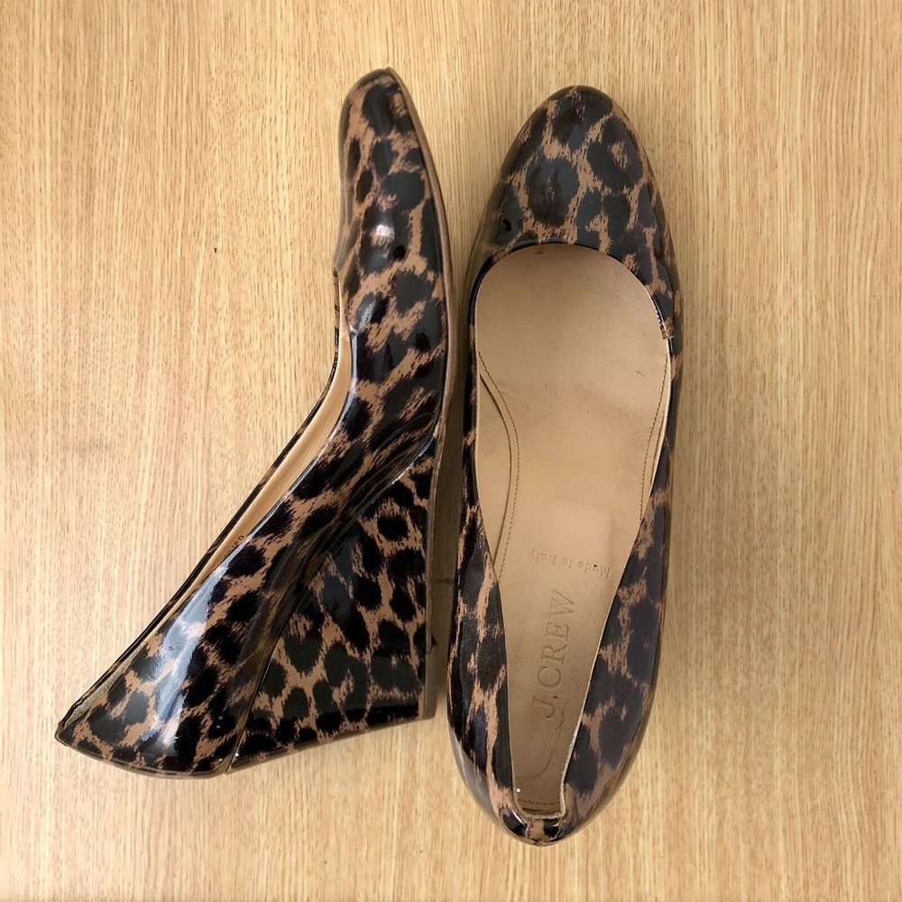 J.Crew Martina Patent Leopard Wedge Heel - Sz 8.5